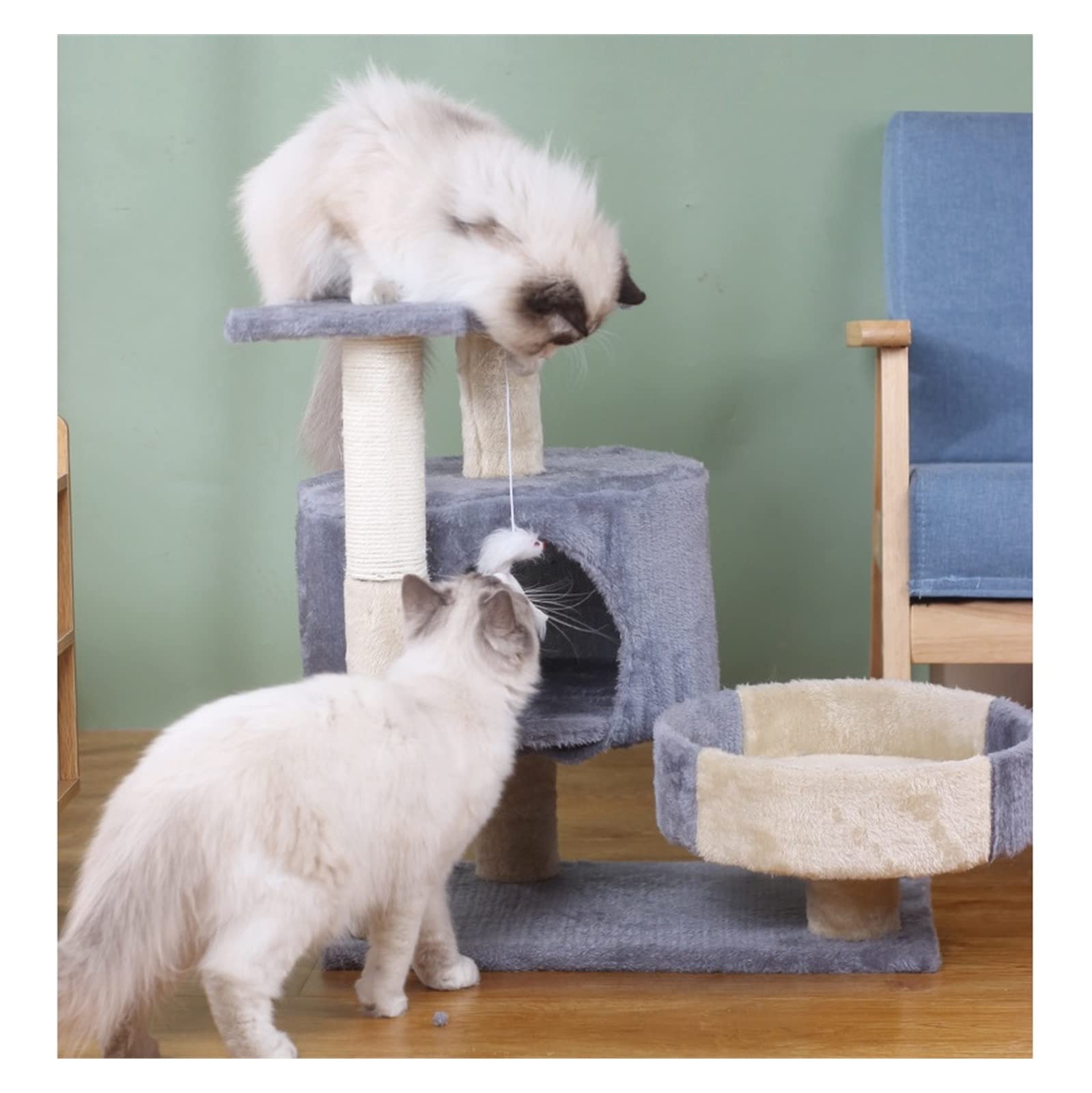 Muebles para Gatos Doble Pelea Gato pequeño Marco de Escalada Plataforma Salto molienda Garra Columna rascador Seta Mascota Juguete Suministros