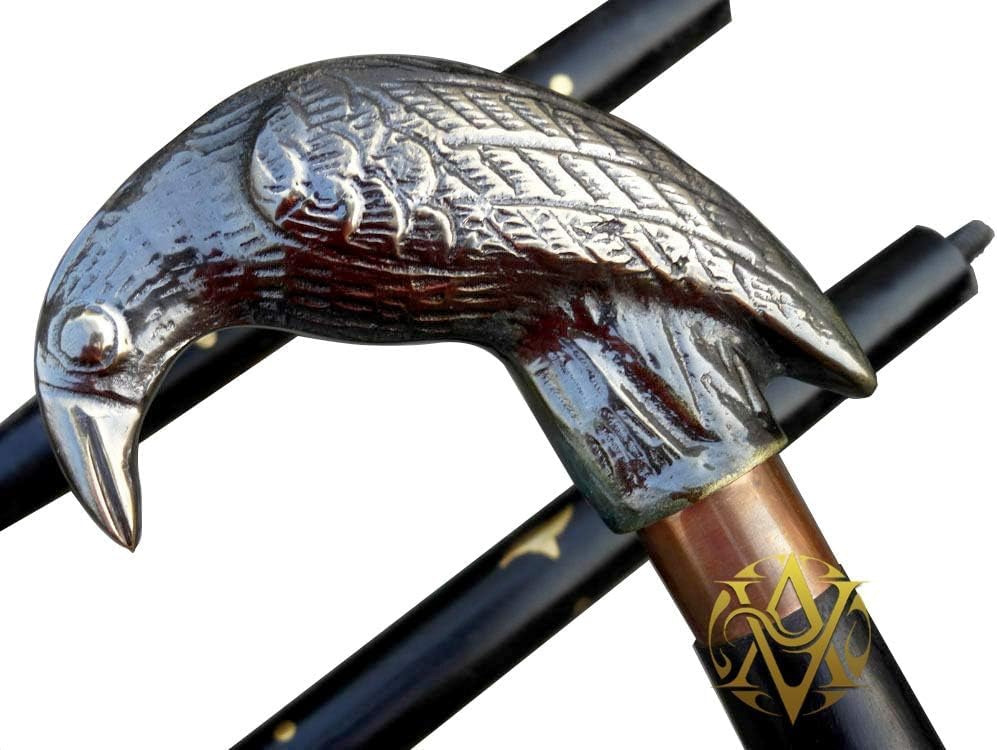 Victorian Walking Stick Brass Crow Handle Wooden Cane Knee Pain Supporter Gift For Men/Women, Antique, Black - Image 4