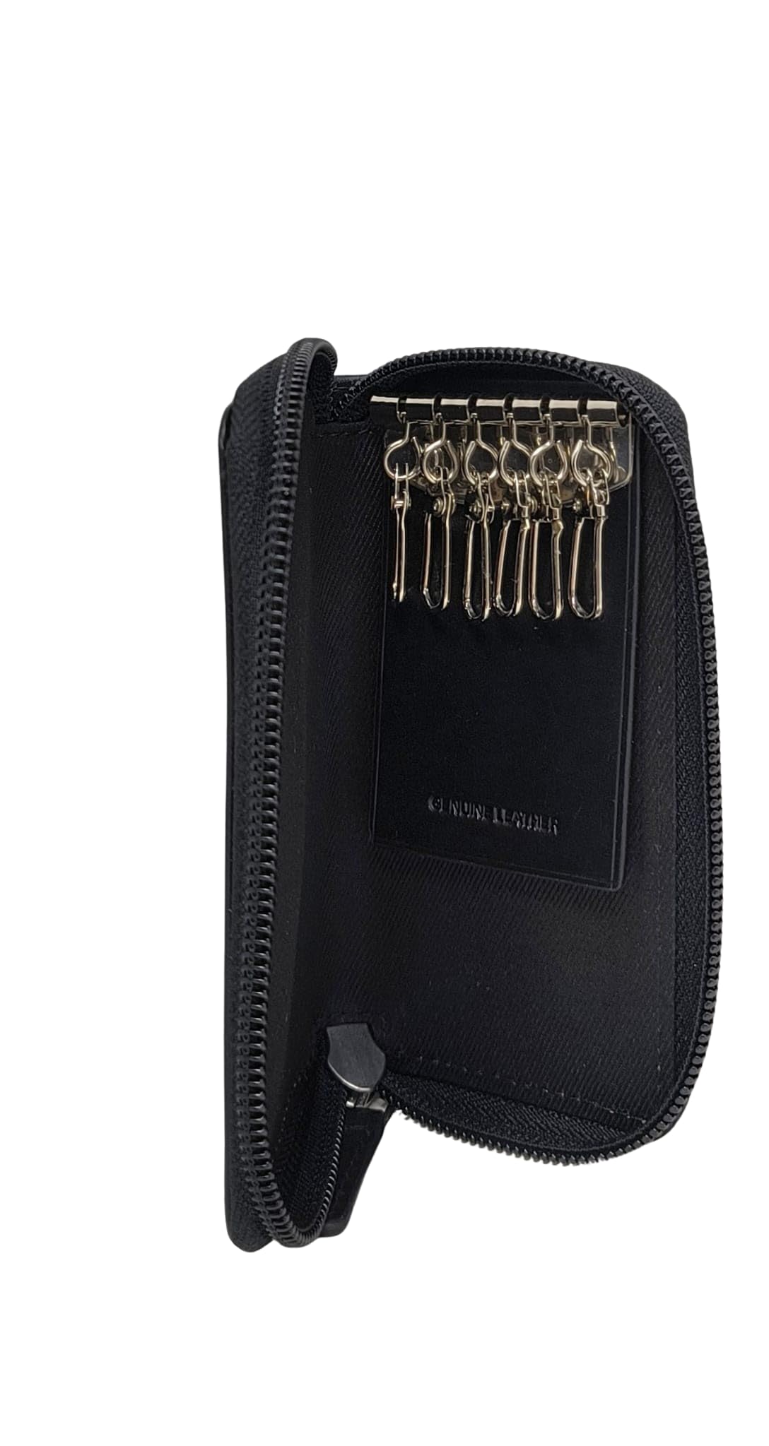 Portachiavi Pelle 6 Ganci Tascabile in Vera Pelle - Custodia Borsellino per Chiavi - Chiusura con Cerniera - Uomo e Donna Made in Italy