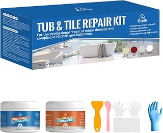 Tub Repair Kit, Bathtub Refinishing Kit White, Suitable for Fiberglass, Porcelain, Tile, Acrylic, Enamel, Patch and Repairs Crack, Chips, Rust, Scratches on Toilet, Shower, Sink, Tray in Bathroom
