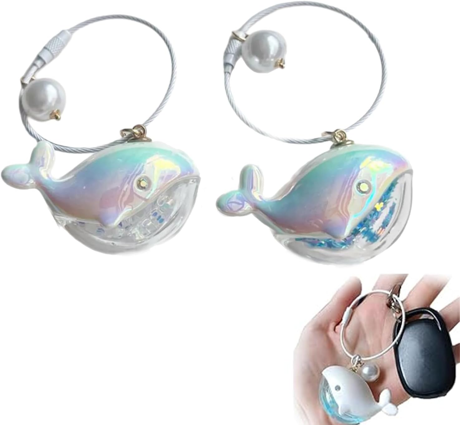 2 Pcs Whale Keychains, Cute Animal Key Chains Car Keyrings Bag Charms Pendant for Car Keys, Backpack, Purse, Wallet