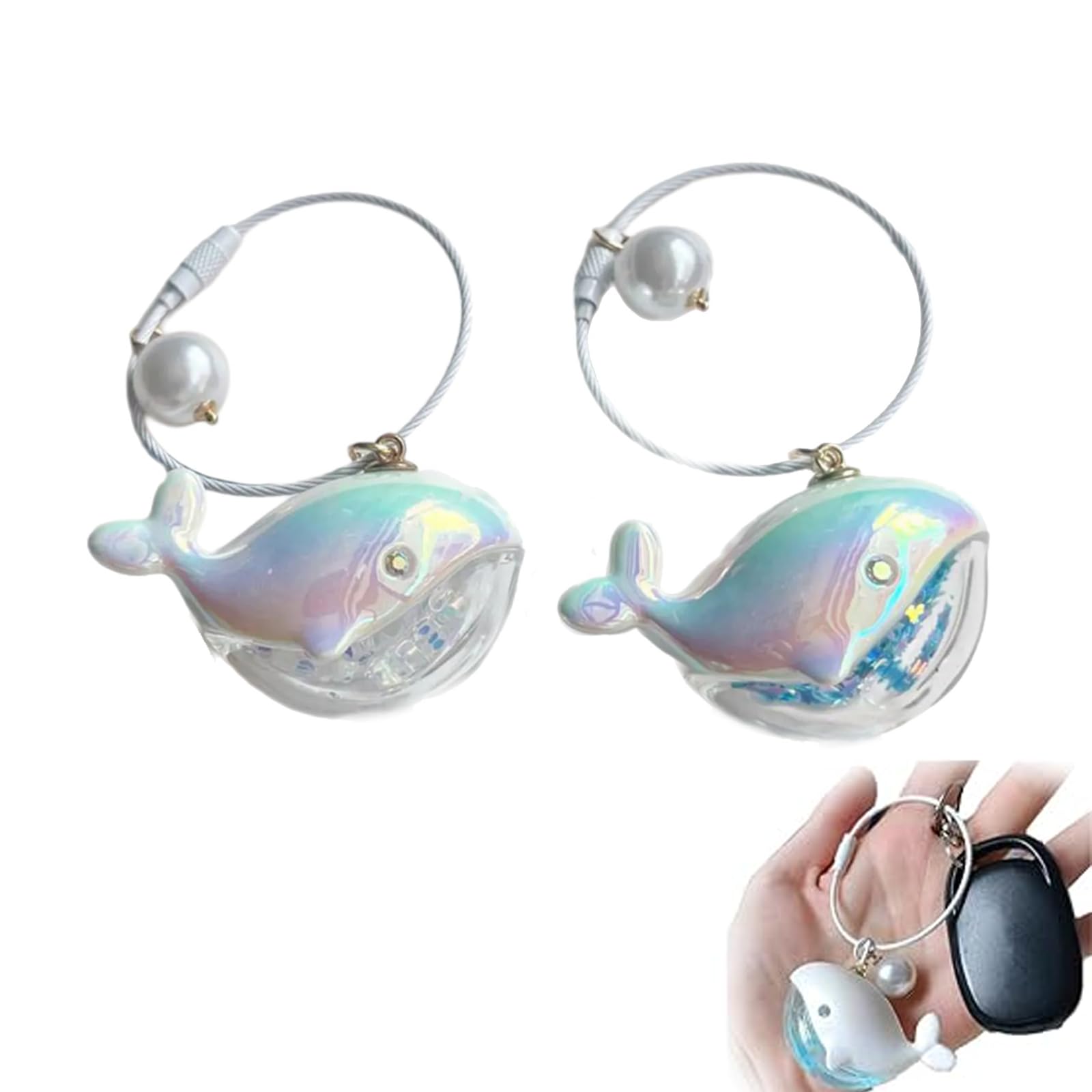 2 Pcs Whale Keychains, Cute Animal Key Chains Car Keyrings Bag Charms Pendant for Car Keys, Backpack, Purse, Wallet