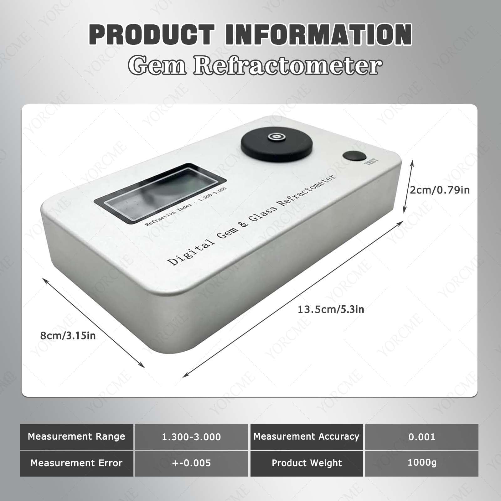 Edelsteinprüfgerät Precise Measurement Brechungsindexbestimmung: 1,300–3,000 Mit Pinzette, 2 Kalibrierblöcken und Aluminiumkoffer Zur Identifizierung von Schmuck