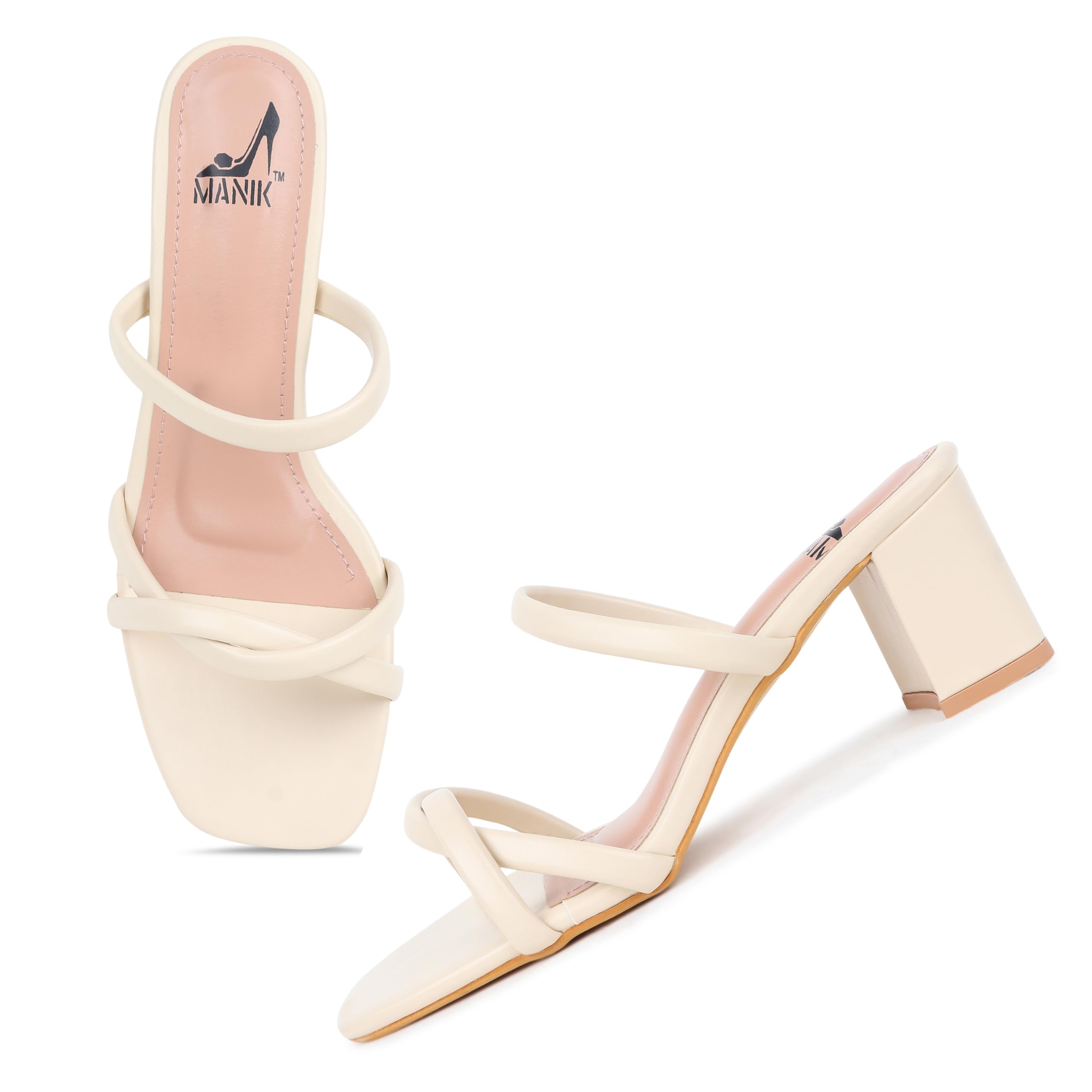 MANIK Comfy Stylish Strapy Open Toe Slip-On Sandals for Women, Block Heels Cream, 41 (B0D7J75W4Z) Amazon Price History, Amazon Price Tracker