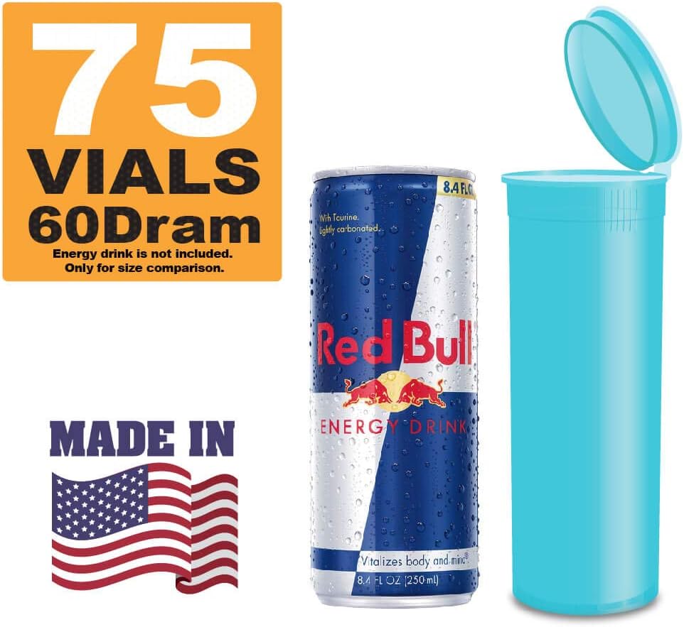 W Gallery 75 Aqua Vials 60 DRAM Pop Top Bottle Airtight