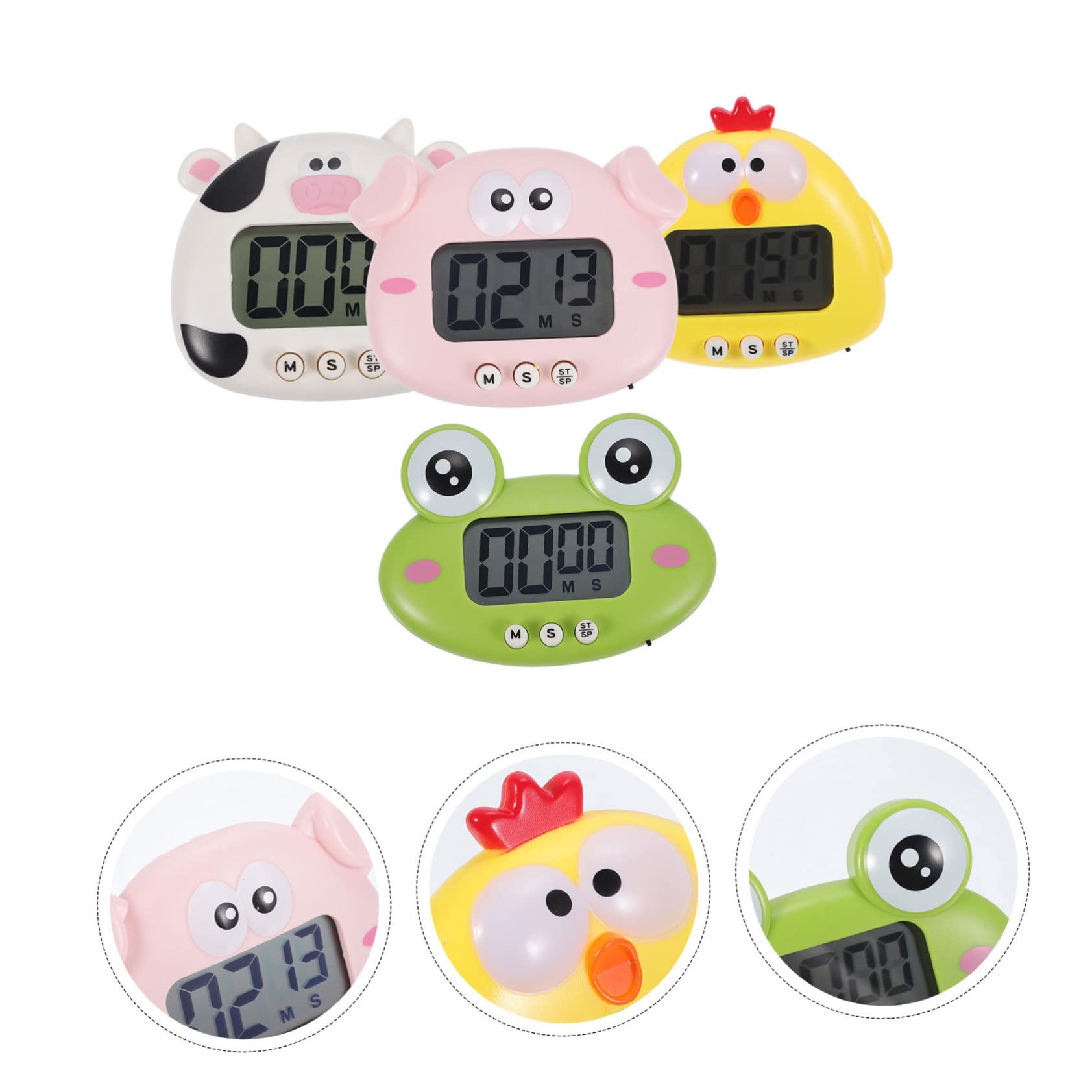 PRETYZOOM 4 Piezas Temporizador Bonito De Cocina Temporizador De Aprendizaje Aula Adorable para Hornear y Deportivos