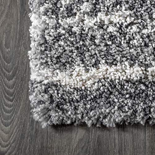 JONATHAN Y Merida Stacked Grid Shag Grey/Ivory 3 ft. x 5 ft. Area Rug, Bohemian, Easy Cleaning, For Bedroom, Kitchen, Living Room, Non Shedding