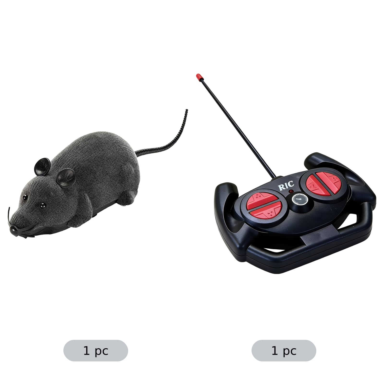 Kabellose elektrische Katzenmaus mit Fernbedienung, realistische Plüschratte mit Schwanz, 4-Wege-Controller, interaktives Spielzeug für Hauskatzen, 11 x 3,9 x 3,9 in