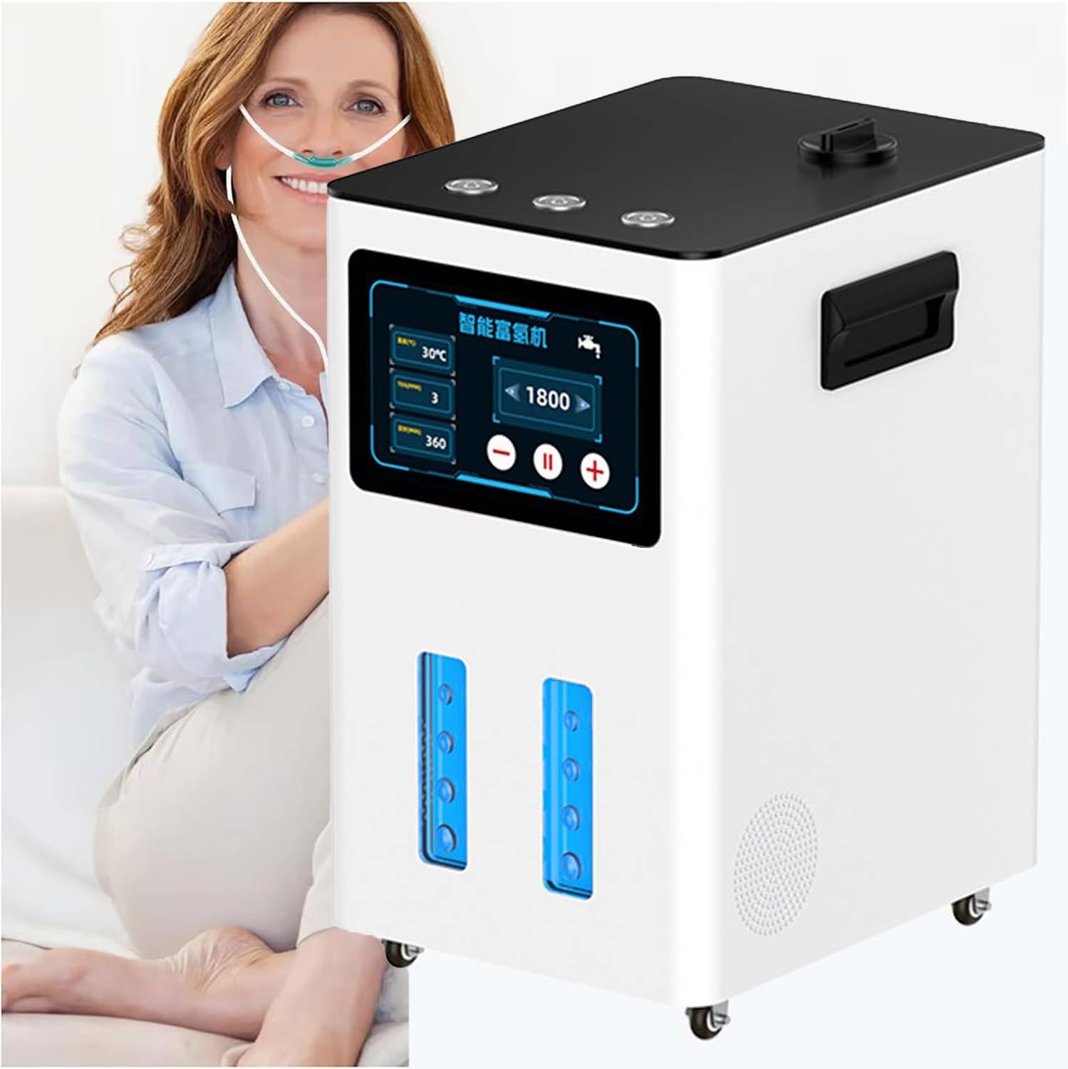 Inteligentny Inhalator Wodorowy z Ekranem Dotykowym, Generator Wodoru 99,99%, Cicha Konstrukcja, Łagodzi Zmęczenie i Odmładza Skórę, Prosta Obsługa dla Osób Starszych