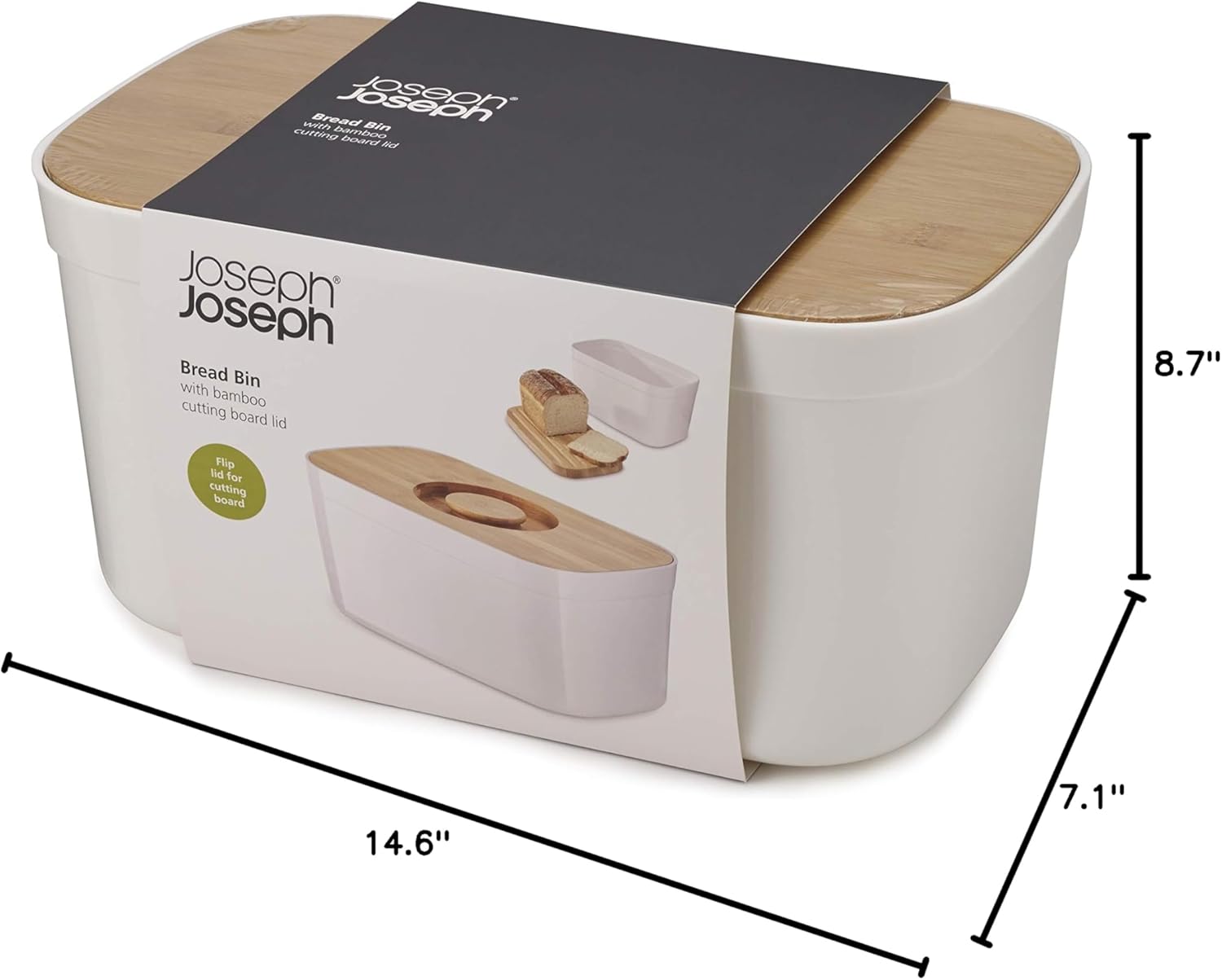 Joseph Joseph Bread Box with Removable Bamboo Cutting Board