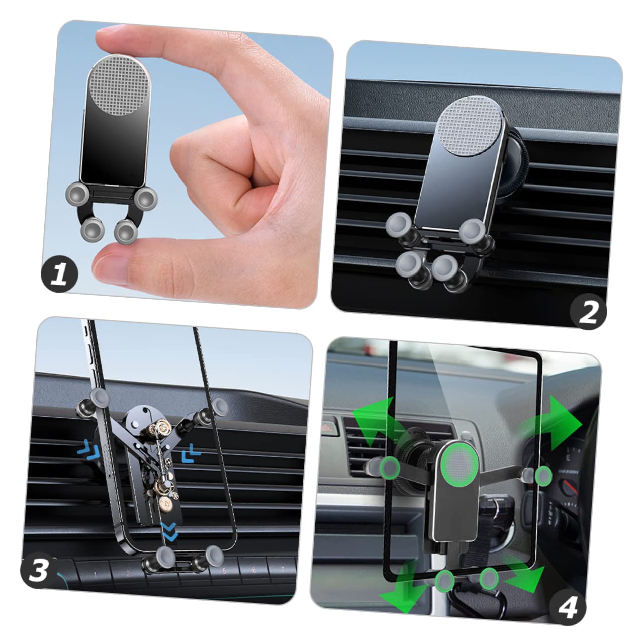UKCOCO 3pièces Support De Téléphone Voiture Antidérapant Rotatif Fixation Stable pour Ventilation Installation Facile Et Ajustement