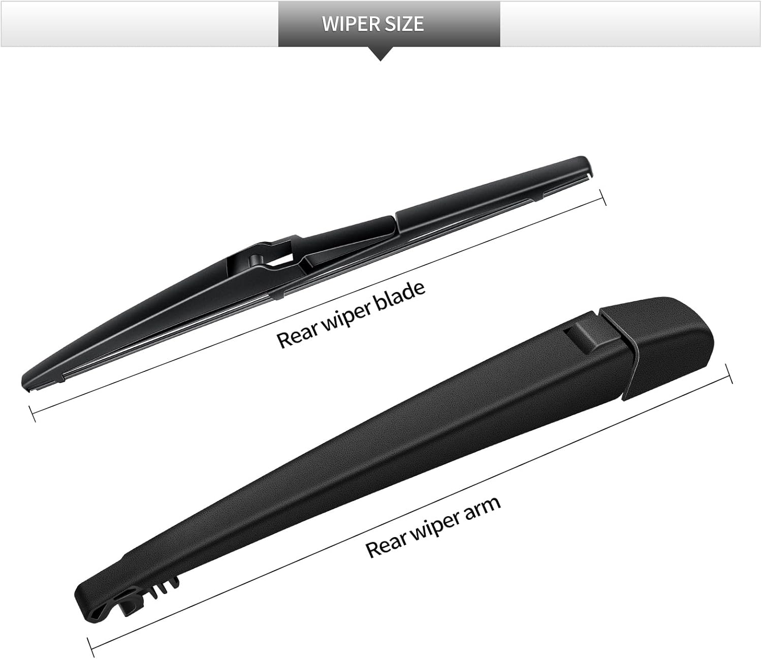 Rear Wiper Blade Assembly, Back Windshield Wiper Blades Arm Accessories Replacement for Lexus NX 2022-2025, Rear Wiper Blade and Arm Set for 250 350 350h 450h+ 2022 2023 2024 2025