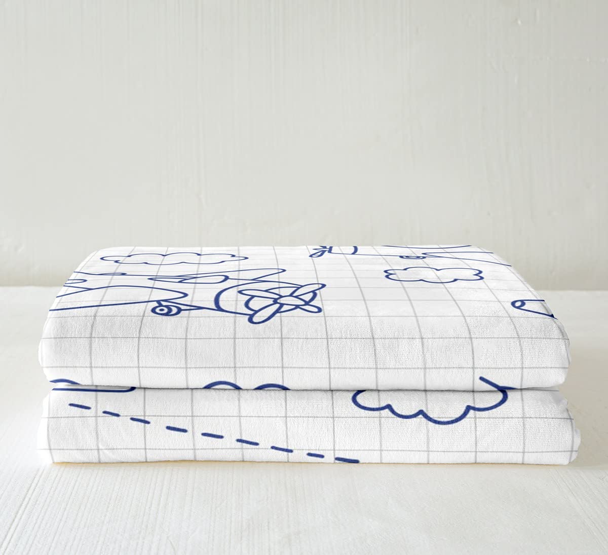 Coperta in pile per bambini, in pile Sherpa, per letto, divano, ragazzi, ragazze, camera da letto, decorazione nuvola, da viaggio, in peluche, per donne, uomini, aerei, blu e bianco, per regina 200 x