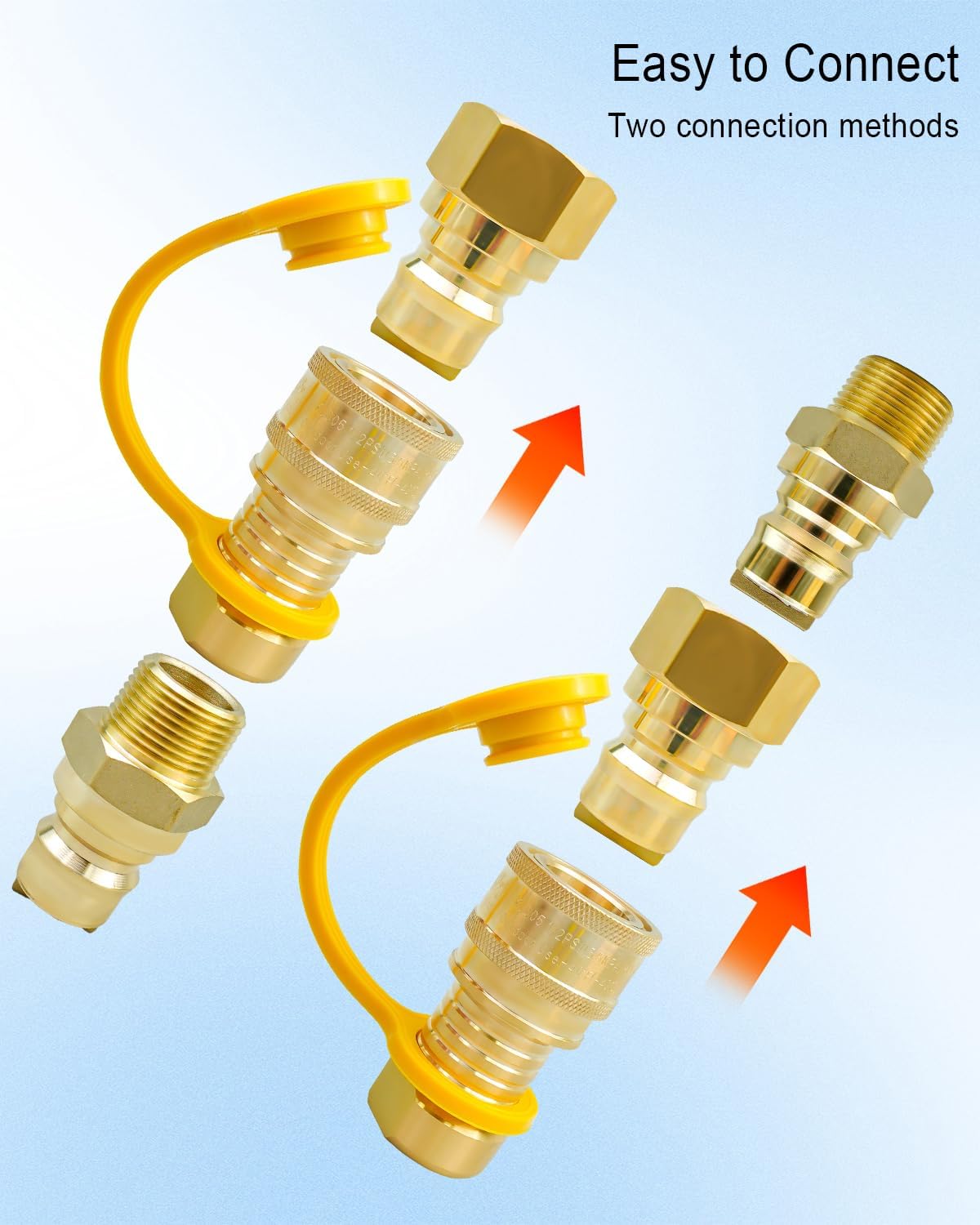 3/4" External Thread Quick Release Connector, Solid Brass Hose Quick Connect Disconnect Fittings Fit for Generator Grills Patio Heaters