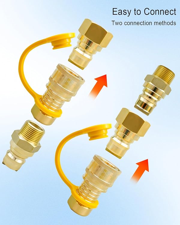 3/4" External Thread Quick Release Connector, Solid Brass Hose Quick Connect Disconnect Fittings Fit for Generator Grills Patio Heaters by HUQUZN - Image 3