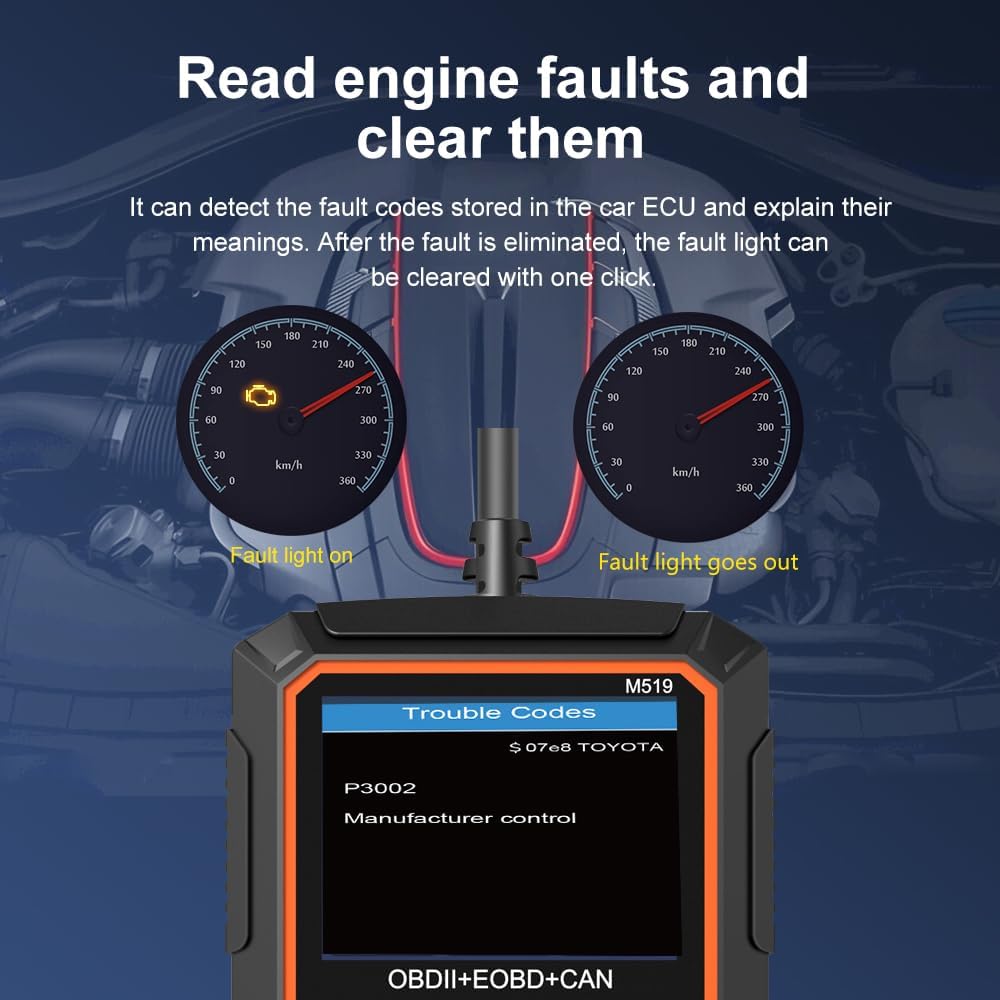 OBD2 Scanner Car Diagnostic Tool Check Engine Light Car Code Reader Clear Error Codes OBDII Scanner with Battery Test