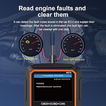 OBD2 Scanner Car Diagnostic Tool Check Engine Light Car Code Reader Clear Error Codes OBDII Scanner with Battery Test