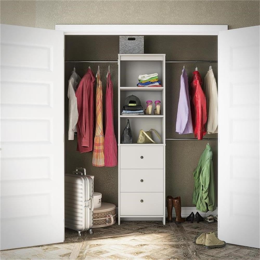 Pemberly Row Modern Closet Storage Organizer in White Finish