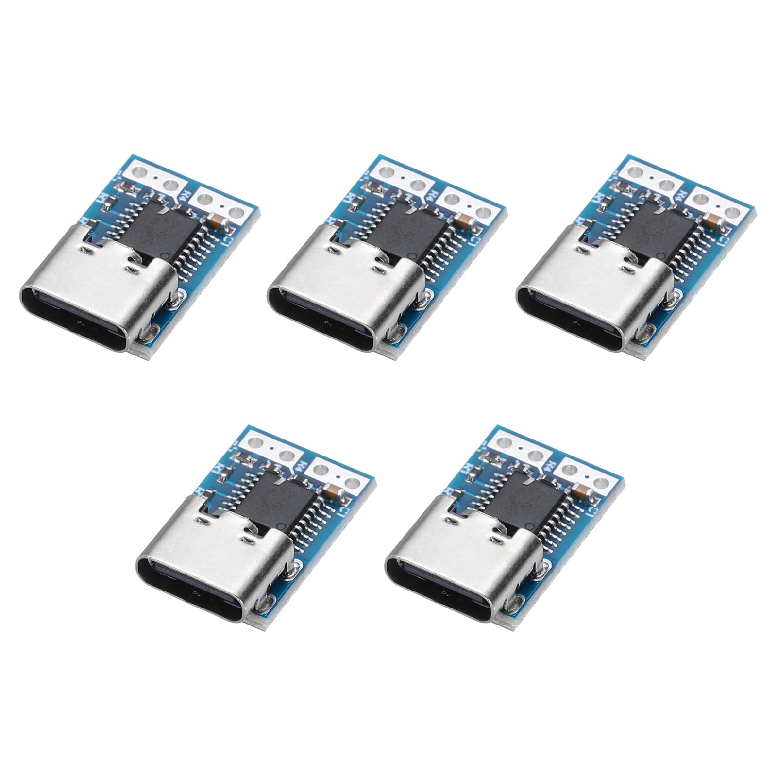 QUARKZMAN 5 sztuk USB-C PD 12 V DC moduł wyzwalacza napięcia stałego, 0,7 x 0,4 cala, gniazdo 5 A typu C, wejście do szybkiego ładowania, płytka do zasilacza notebooka, niebieska