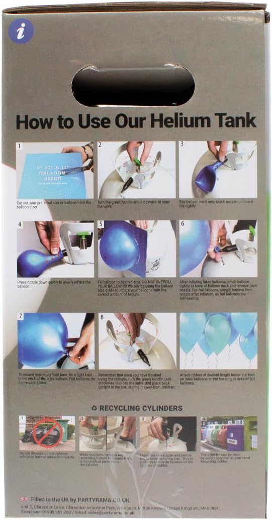 2 x Disposable Helium Gas Canister - Fills 60 x 9 Inch Latex Balloons or 28 Foil Balloons - Helium Balloon Gas UK Filled Helium Cylinder for Parties - 2 Canisters in Total Pack of 2 Small Canister — view 3