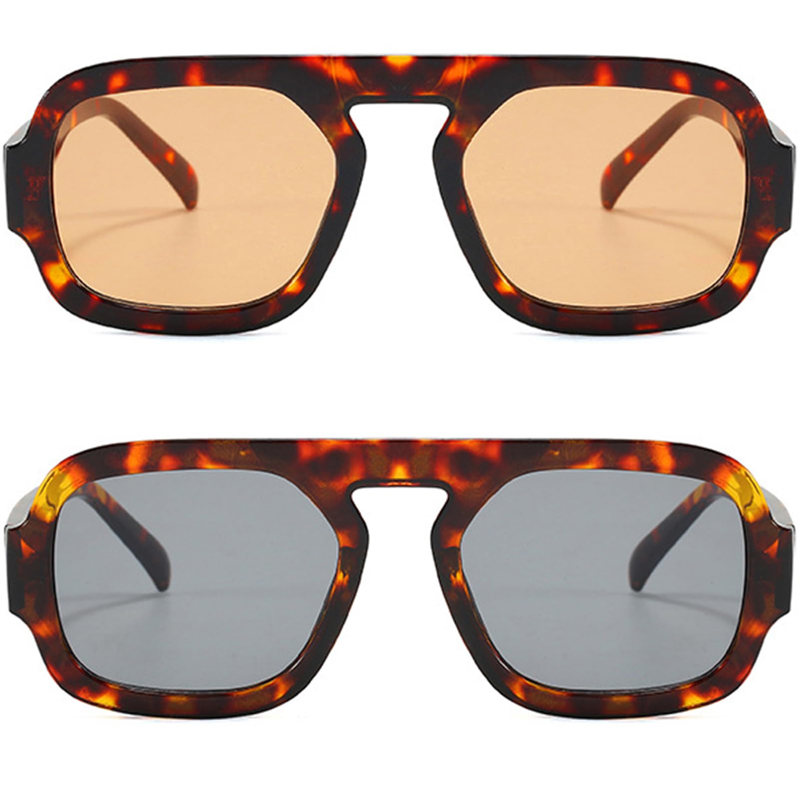 Occhiali da sole da aviatore esagonali alla moda per donne e uomini anni '70 retrò quadrato piatto top geometrico occhiali da sole sfumature