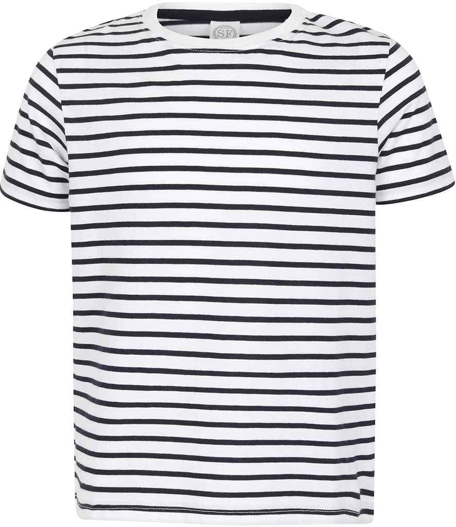 Coozo Unisex Kids White/Oxford Navy Kids Striped T-Shirt - 9-10 Years