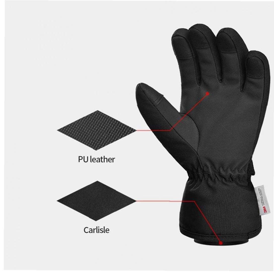 Guanti da Sci per Bambini Snowboard Invernale Isolamento Termico da Neve Antivento Impermeabile Touch Screen a Dito Pieno Guanti Neri per Il Freddo (s M)