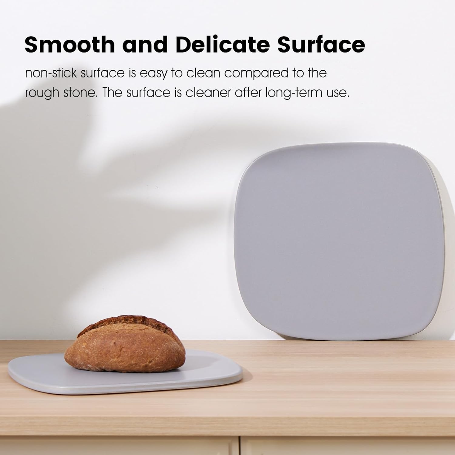 Pizza Stone, 12" x 11" x 0.47" Ceramic Coating & Cordierite Pizza Stones for Oven Grill BBQ, Heavy Duty Non Stick Baking Stone for Pizza & Bread, Unique Shape Design Grilling Stone (Gray)