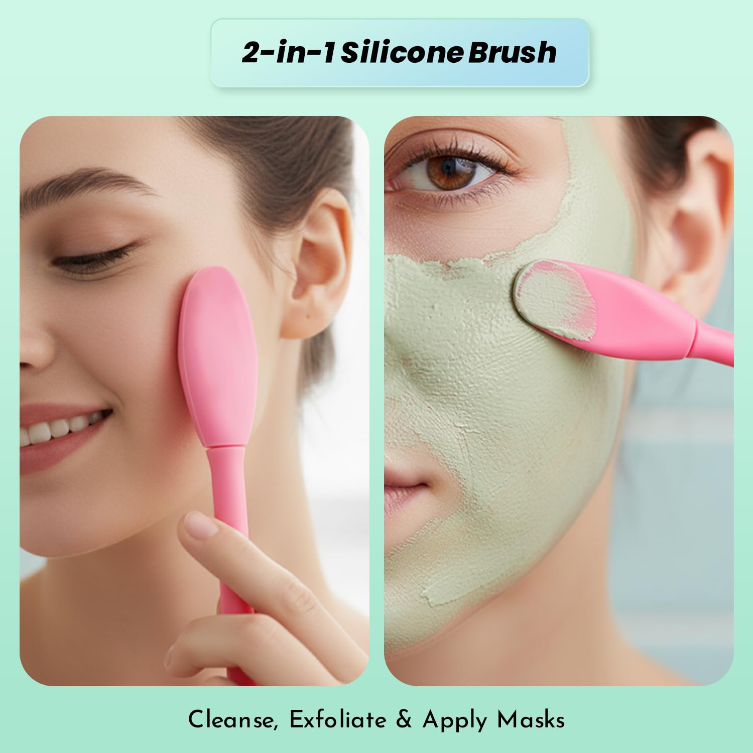 Kidu Dampf-Peeling-Gesichtsbürste, 3er-Set, 2-in-1 Silikon-Maskenbürste & Porenschrubber für Damen und Herren, entfernt Mitesser, abgestorbene Haut und Akne, ultraweiches Gesichtsmassagewerkzeug für