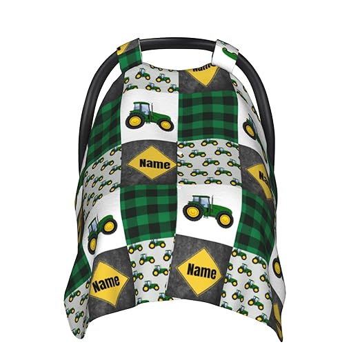 Personalized Tractors Green Baby Car Seat Canopy for Babies