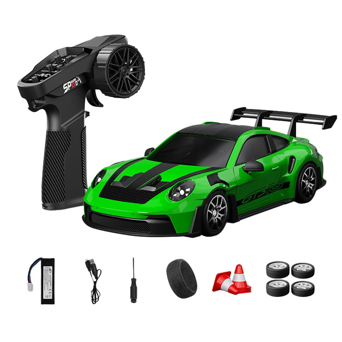 NULA 1:24 RC Drift Car, D24 RTR Full Proportional 4WD High Speed Remote Control Car with Gyro, Dual Drift Racing Tires, LED Light Effects for Adults- (Q5 Viper Green / D24-03)