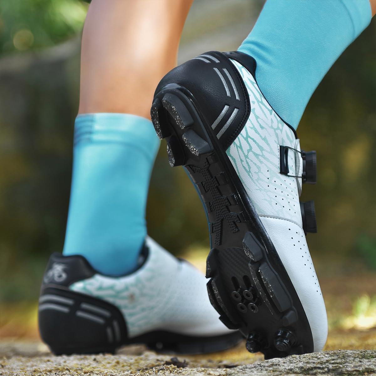 Zapatilla de Ciclismo MTB Hombre, Mujer Zapatos Bicicleta de Montaña Impresión Respirables Compatibles con SPD Lock System