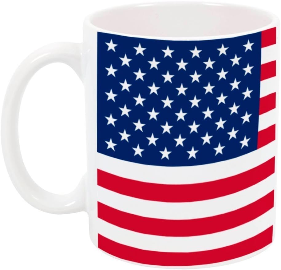 High Tide Mugs American Flag, Patriotic Design, USA, Fourth of July Coffee Mug, Red, White & Blue