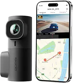 DDPAI Mini 2X Câmera Veicular 1440P 2K QHD Frontal, Dashcam com Visão Noturna Superior, Controle por APP ADAS, Lente Rotativa 360°, Sensor G, Supercapacitor e Monitoramento 24h (Sem Cartão SD)