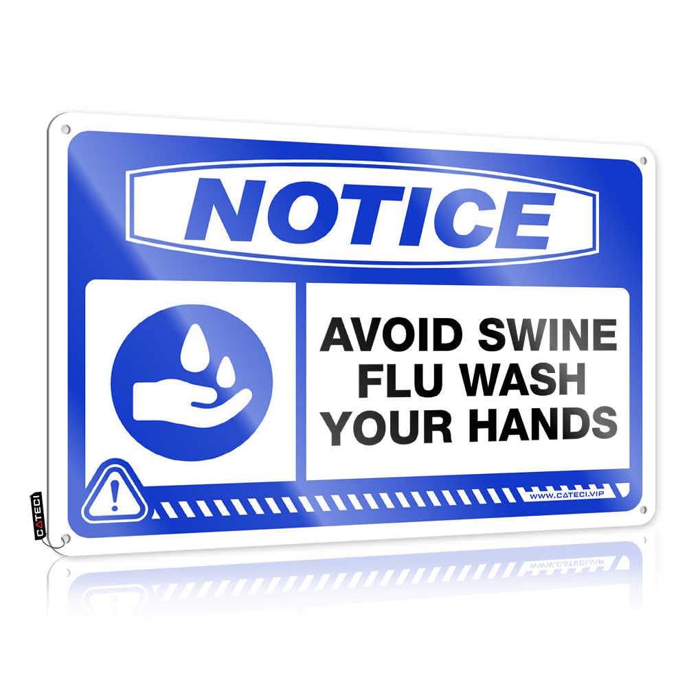 Fzfn Colour Core Tin Wall Decor Haves | Notice Avoid Swine Flu Wash Your Hands Large Basement Decoration(30X40cm)