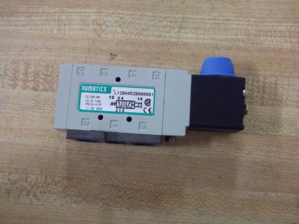 L12BA452B000061 L1 Single Solenoid Pilot, 1/4" Inline, Spring Return, 2 Position, 4-Way (5/2), Din Plug-in, NPTF, 24 VDC
