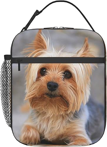 Miniatura 1 de Lindest Yorkies - Bolsa de almuerzo reutilizable con aislamiento, bolsa de mano con asa desmontable, lonchera para comida