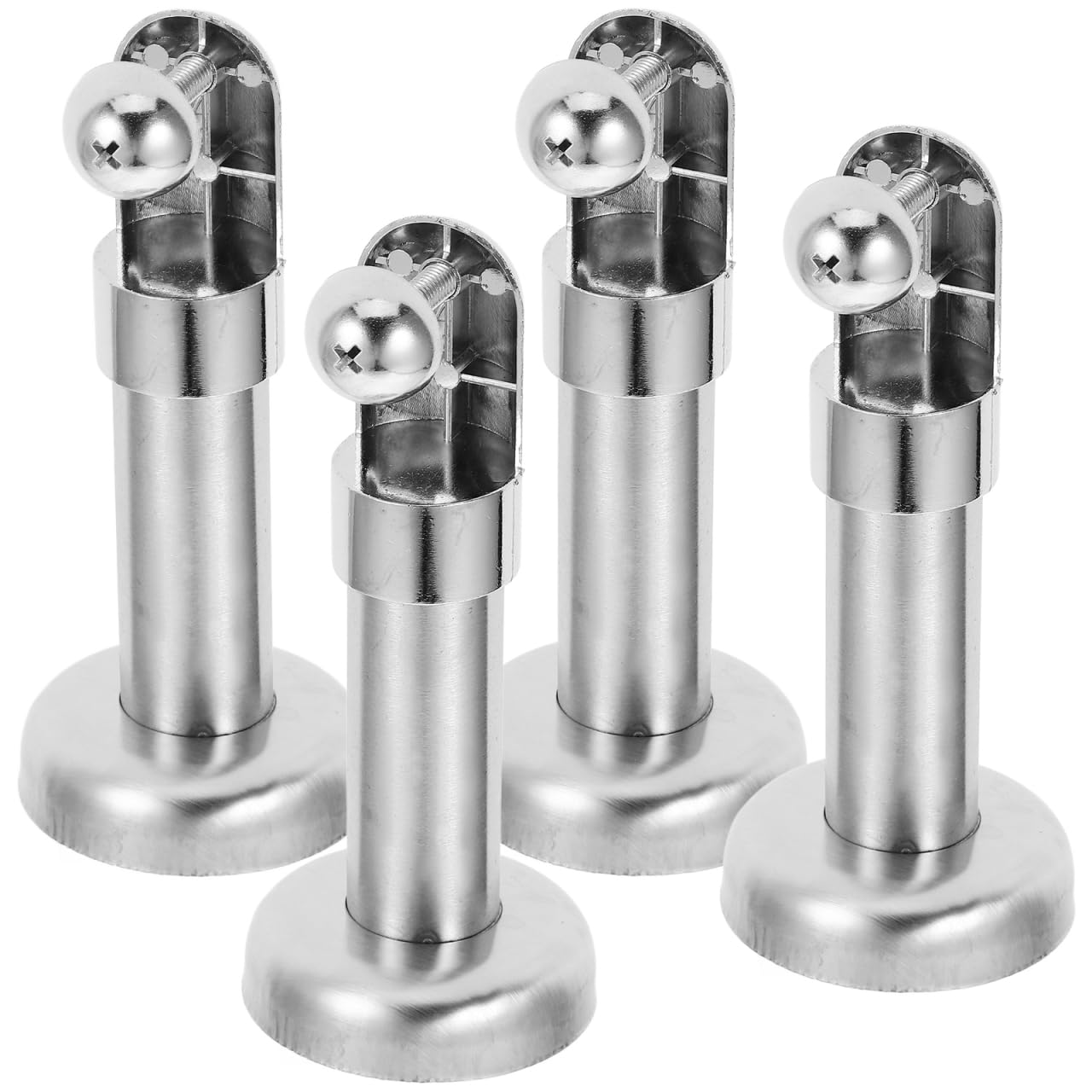 4Pcs Public Restroom Partition Support Toilet Partition Feet | Silver Finish, Stainless Steel, 5.50 x 2.36 x 2.36 in size