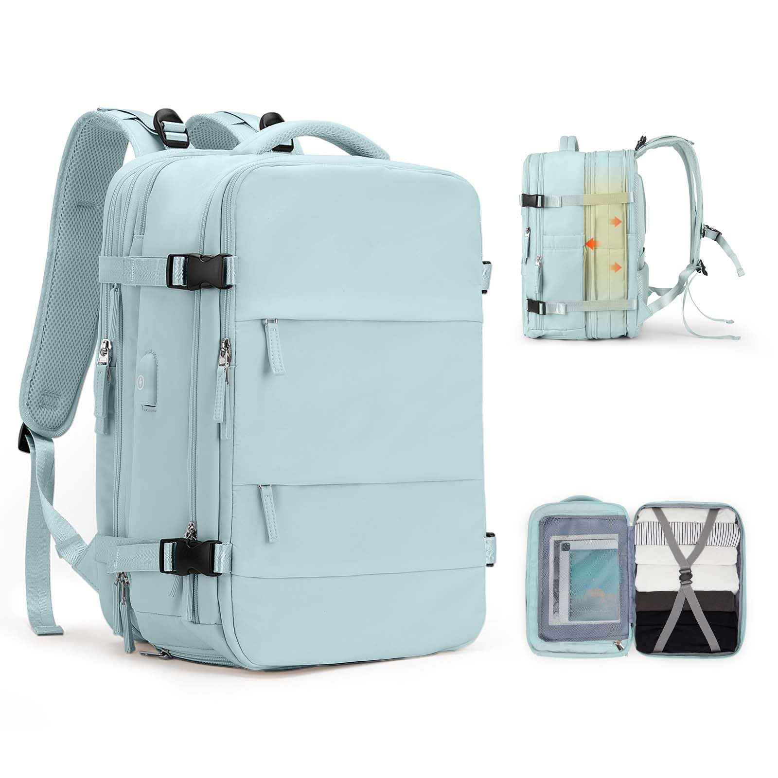 SZLX Zaino da viaggio grande da donna da escursionismo sportivo da esterno impermeabile da scuola casual laptop da 14 pollici con porta di ricarica USB scomparto per scarpe