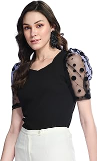 IUGA Women's Solid Regular Fit Top_109_Black Price In India