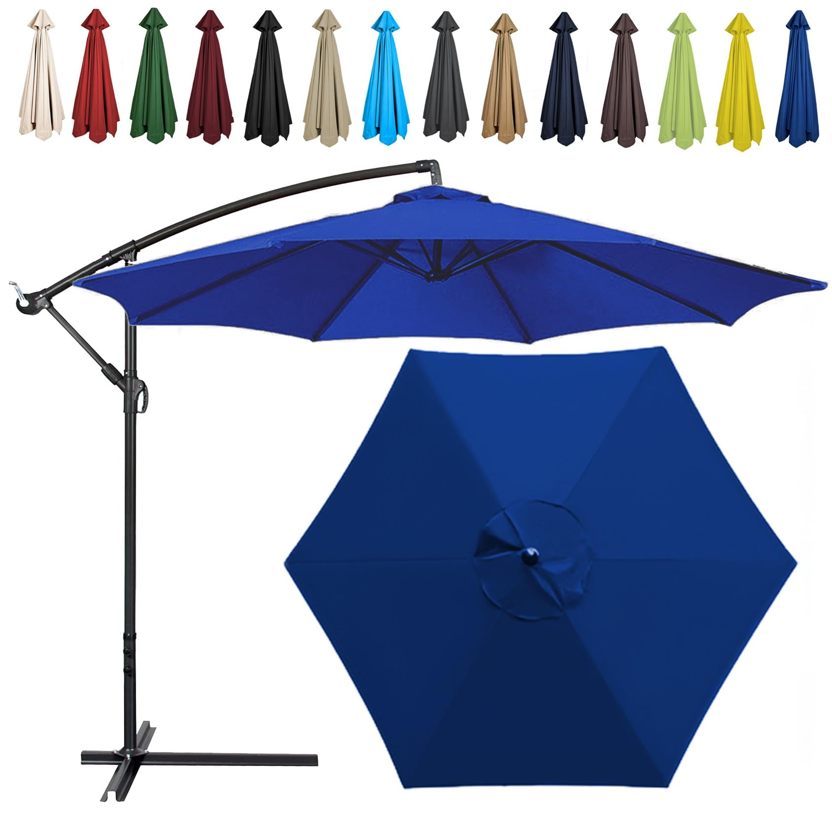 Replacement Parasol Canopy, 2m/2.7m/300cm, 6 Arms/8 Arms, Sun Umbrella Replacement Cloth, Polyester UV Protection Market Table Umbrella Canopy, Parasol Umbrella Replacement Cover(Color:Royal blue,Size