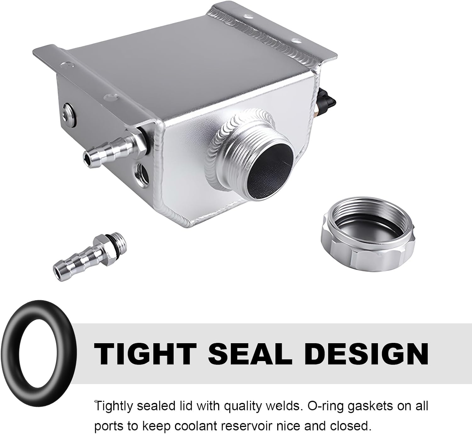 1L Coolant Overflow Tank, Aluminum Radiator Expansion Tank Recovery Water Tank Bottle, Universal Engine Cooling System Reservoir Compatible with Most Cars Trucks Boats (Silver)