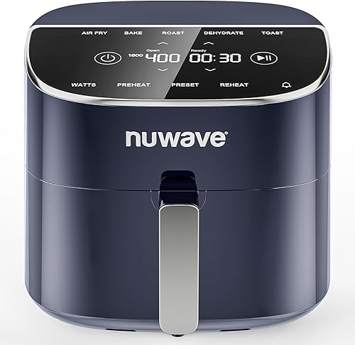 Miniatura 11 de Nuwave Brio Plus - Freidora de aire de 8 cuartos, sin PFAS, nueva y mejorada, pantalla táctil digital, pantalla blanca fría, 50°F~400°F en Gris