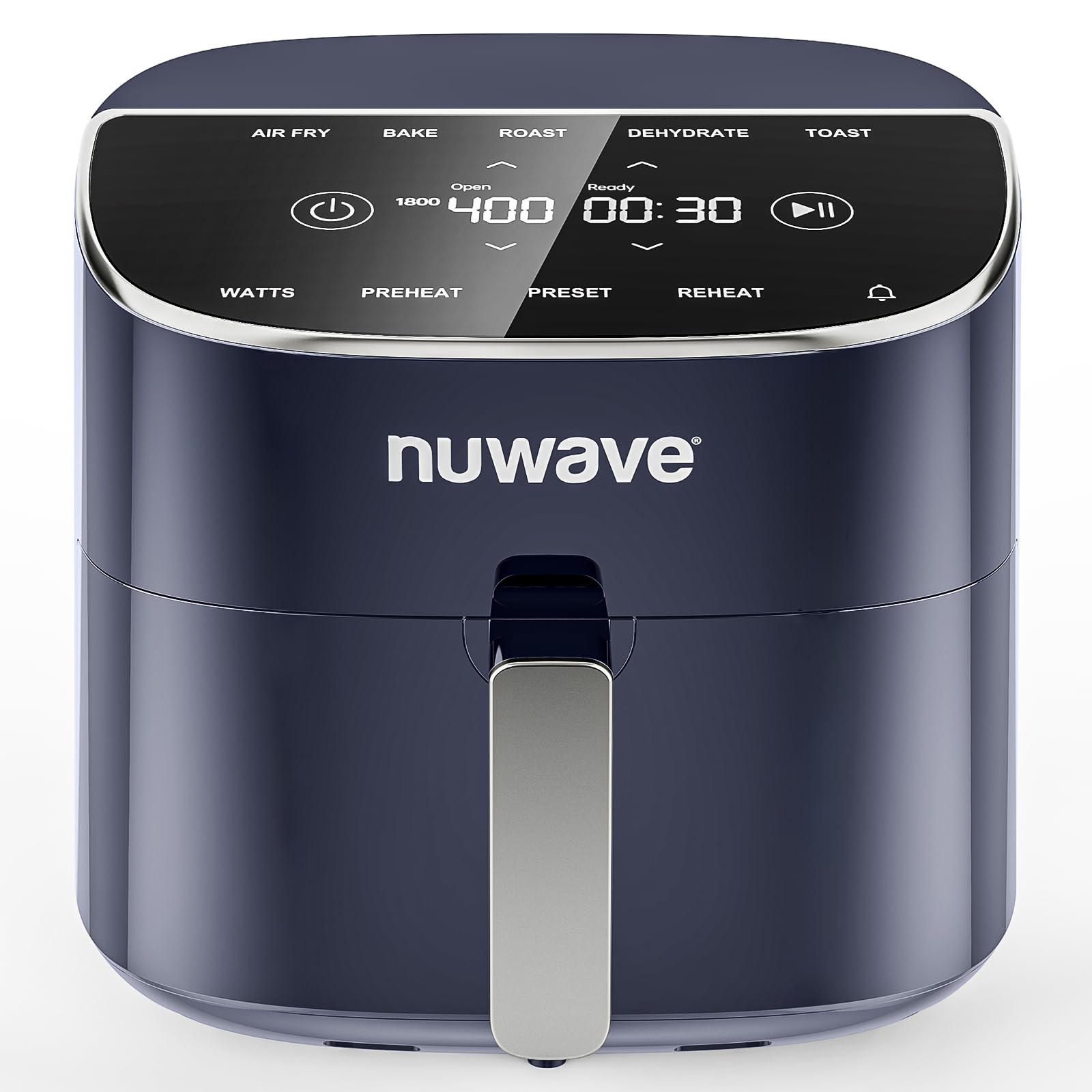 Nuwave Brio Plus 8 Qt Air Fryer, PFAS Free, New & Improved, Digital Touch Screen, Cool White Display, 50°F~400°F in Precise 5°, 5 Cook Functions, 100 Presets & 50 Memory, 3 Wattages 700, 1500, 1800