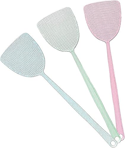 Matamoscas colorido, paquete de 3 matamoscas de colores, matamoscas de mango largo, trabajo para interiores y exteriores (3 piezas)