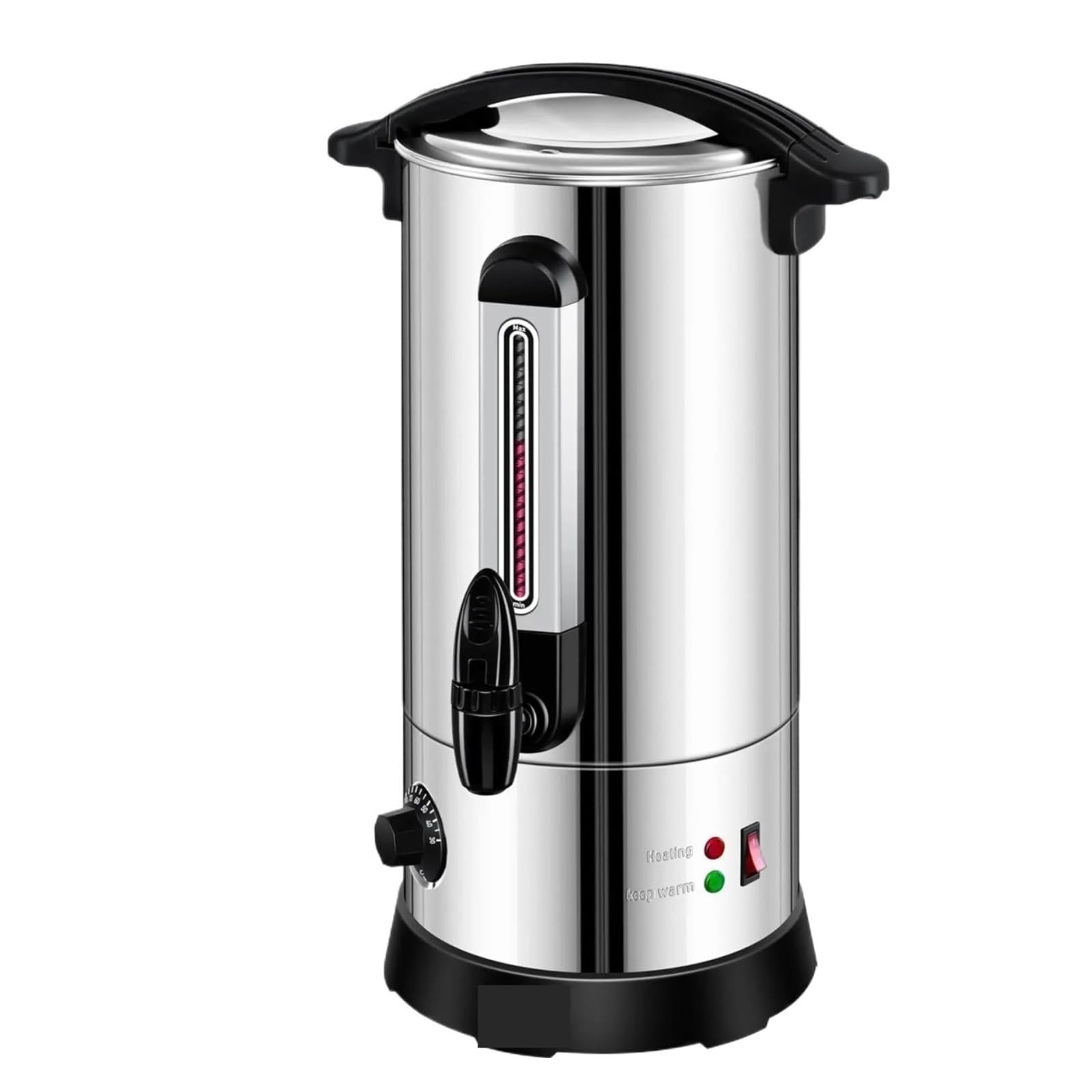 Eretyret One Color 10L Stainless Steel Hot Wine Kettle With 10 Cups, Automatic Thermostat, Water & Drink Dispenser, Level Indicator Quiet Operation