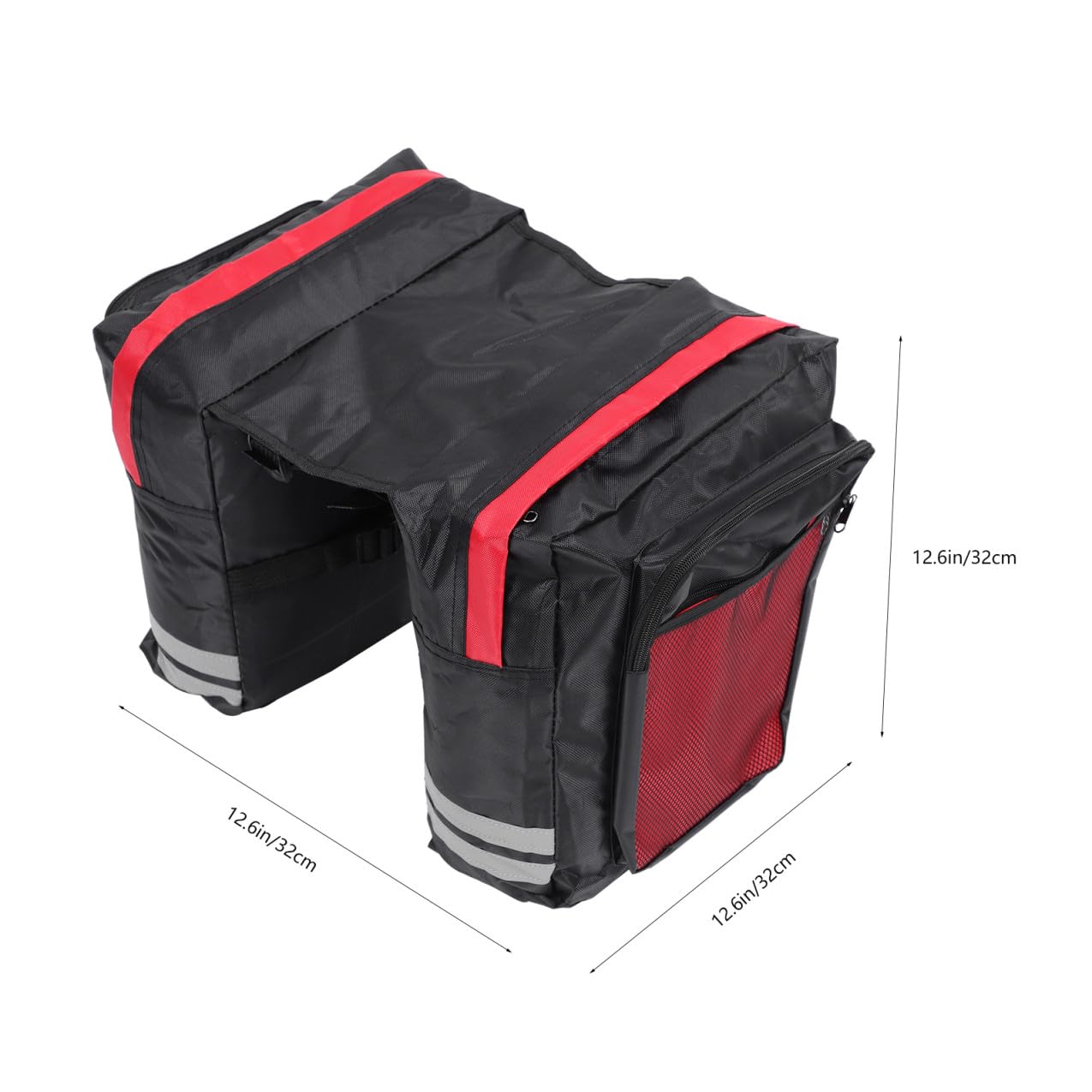 BESPORTBLE Borsa Posteriore per Portapacchi Bici Rossa, Pvc, Capiente | Installazione Semplice, Tasche a Rete per Oggetti Piccoli, Compatibile Fanale Posteriore