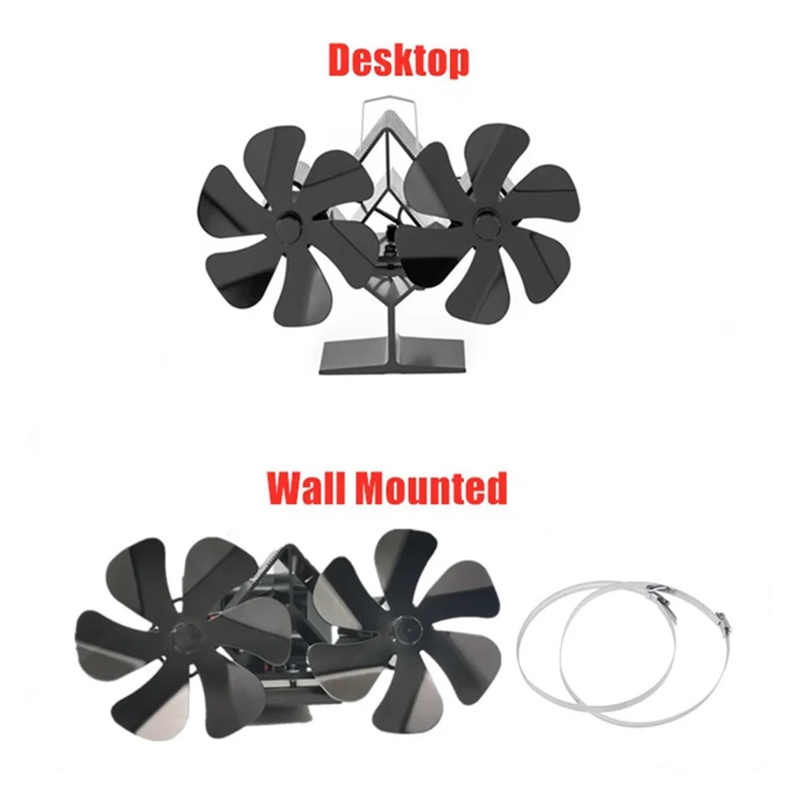 Ventilador Estufa Leña Ventilador De Estufa Leña 12 Aspas, For Hogar, Calor Con, Quemador Madera, Silencioso, Doble For 6(Standed)