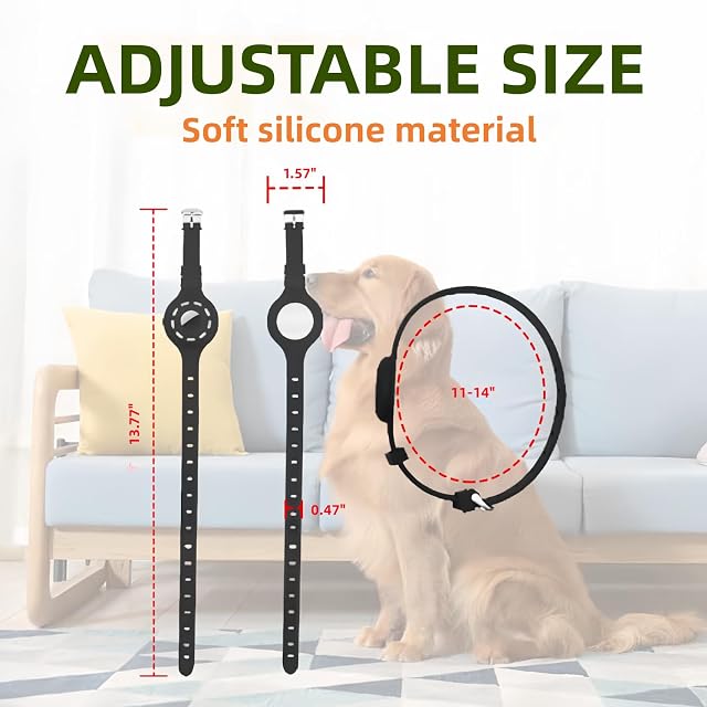 Foto 2 de 7 de LiRui.R Airtag Funda Protectora de Silicona Que Brilla en la Oscuridad Collar Ajustable Collar Llamativo…