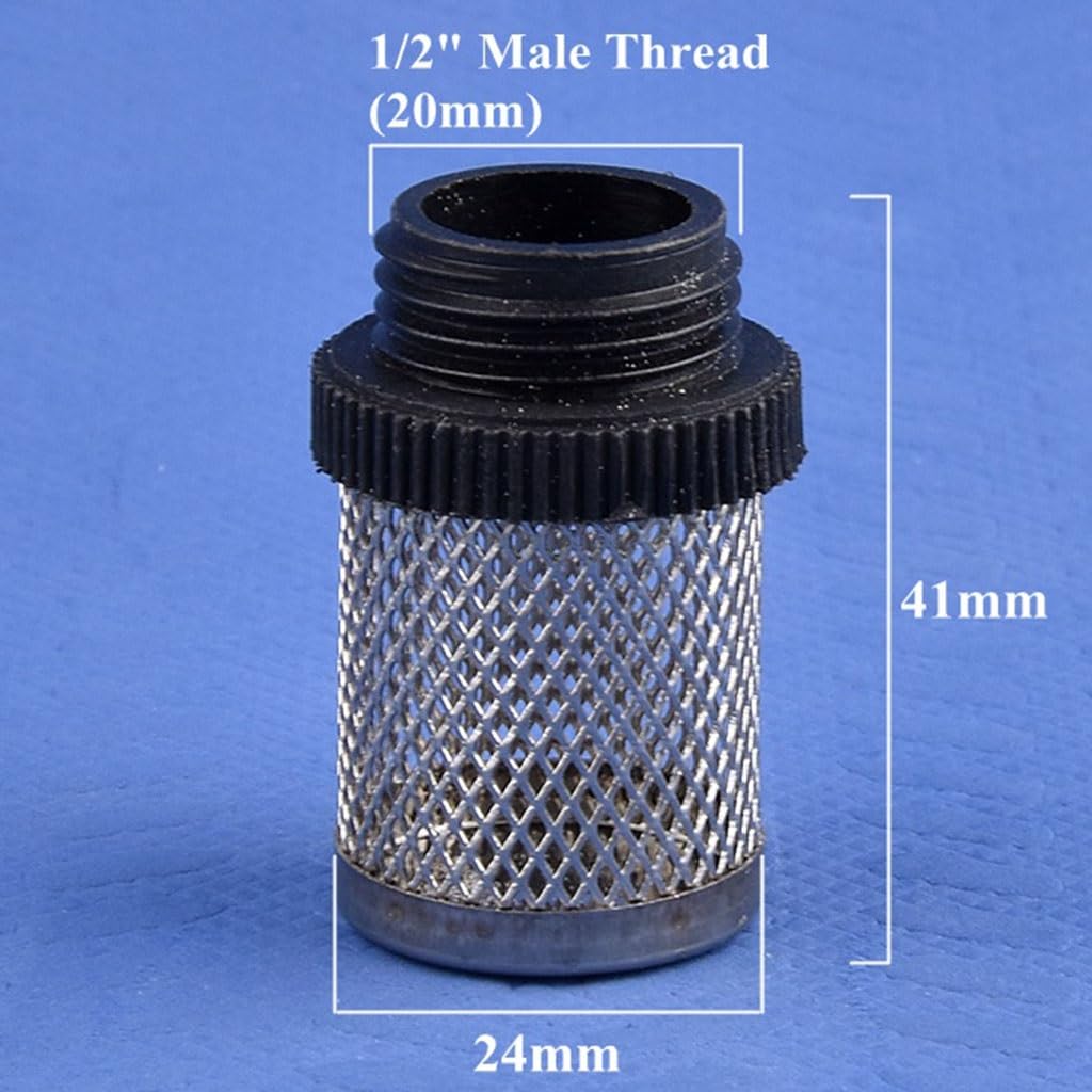 1 filtro in acciaio inox 304 per acquario e pompa di irrigazione da giardino, attacco filettato maschio da 1/2 "-2" (5 pezzi da 1 pollice)